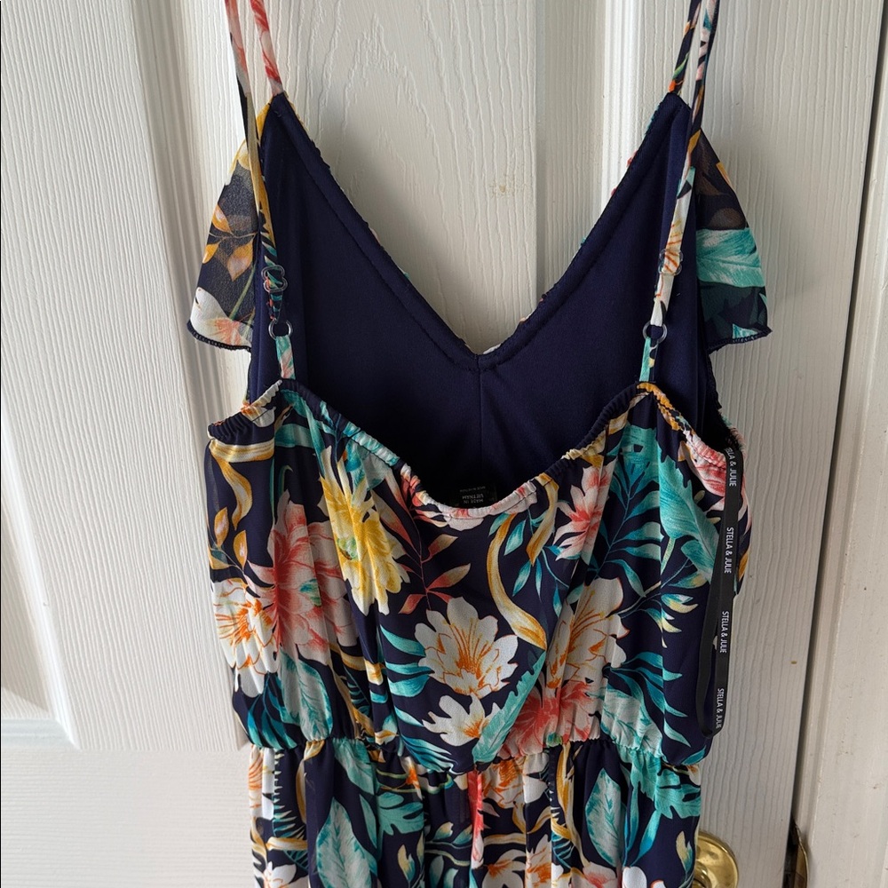 Floral Ruffle Maxi Dress - Navy Multicolor - Picture 5 of 6